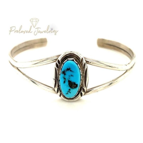 Sterling Jewelry - Petite Sterling Turquoise Cuff